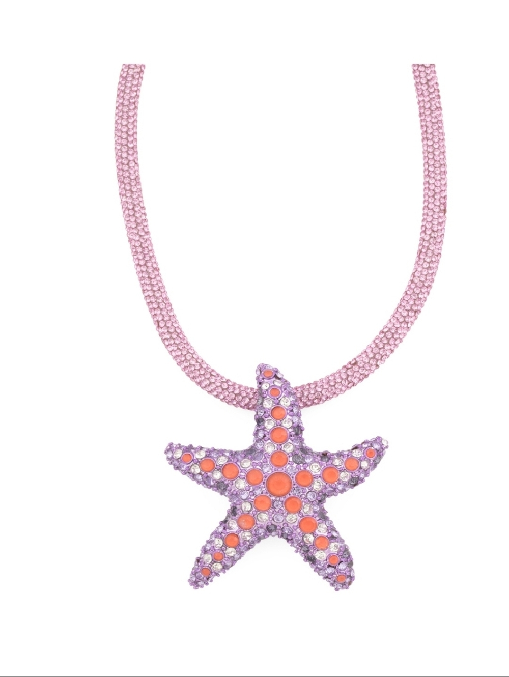 👉✨️ Betsey Johnson Pink Mermaid Jewel Starfish Pendant Cord  Necklace